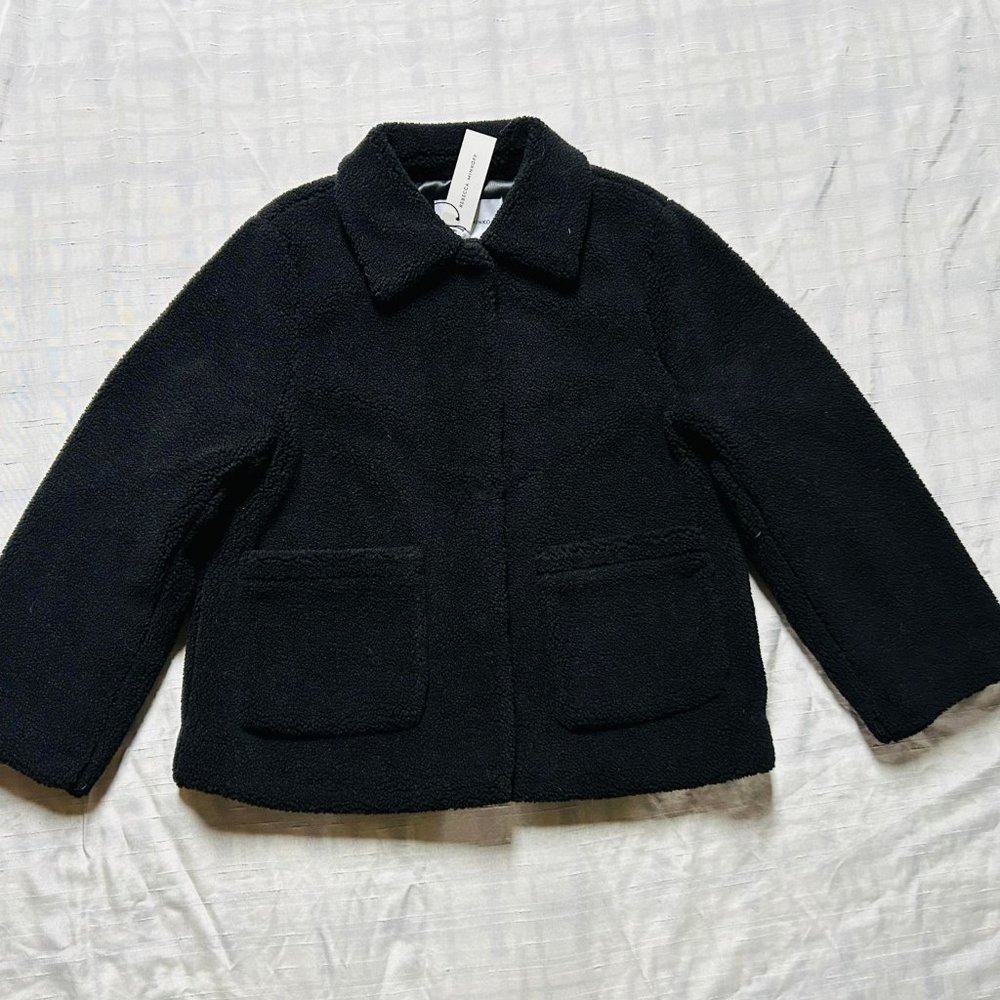Rebecca Minkof black boa jacket sz.L